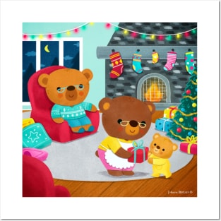 Bear Family at Christmas Posters and Art